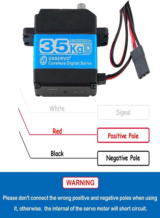 Stemedu High Torque 35KG RC Steering Servo DS3235SG 7.4V Waterproof Coreless Motor Digital Servo Stainless Steel Metal Gear Servo for 1/8 1/10 1/12 RC Car/Boat (Pack of 2, 270 Degree) - Image 4